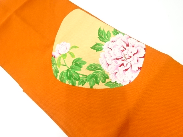 JAPANESE NAGOYA OBI / WOVEN PEONY
